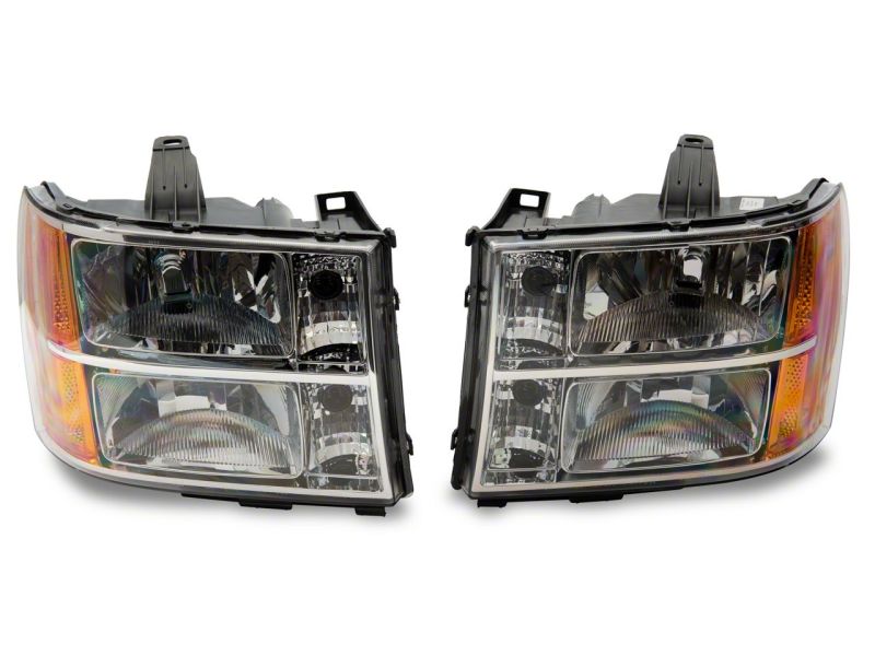 Phares OEM Raxiom 07-14 GMC Sierra 1500/2500 HD/3500 HD Axial Rep - Boîtier chromé (lentille transparente)