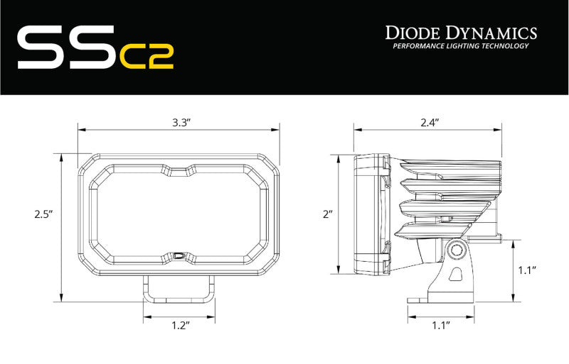 Diode Dynamics Stage Series 1 3/4 In Roll Bar Reverse Light Kit SSC2 Pro (Pair)