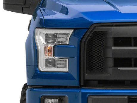 Phares de projecteur Raxiom 15-17 Ford F-150 avec accent LED - Boîtier chromé (lentille transparente)