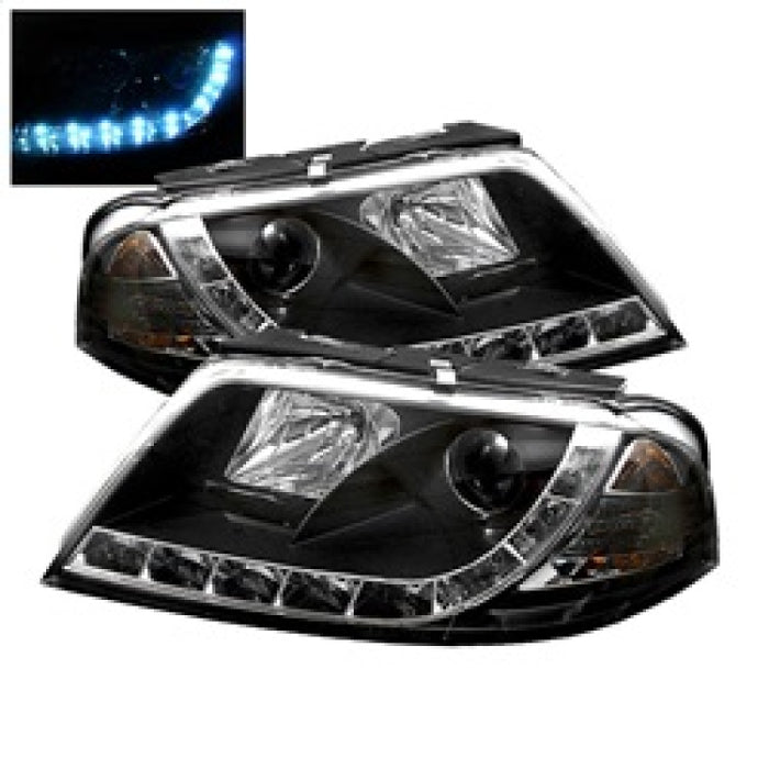 Phares de projecteur Spyder Volkswagen Passat 01-05 DRL Noir Haut H1 Bas H1 PRO-YD-VP01-DRL-BK