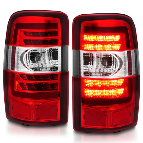 Feux arrière à LED ANZO 2000-2006 Chevrolet Tahoe avec boîtier chromé à lentille rouge