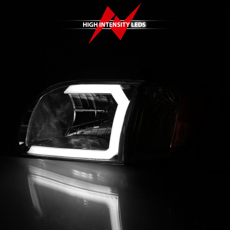 ANZO 00-04 Toyota Tundra (Reg/Acc Cab Only) Phares en cristal avec barre lumineuse chromée avec feux d'angle 2 pièces