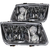 Phares avant en cristal ANZO 1999-2005 Volkswagen Jetta Noir sans ampoules