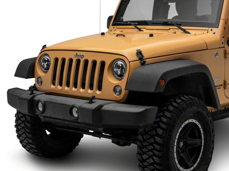 Phares à DEL Raxiom 07-18 Jeep Wrangler JK Axial 7 pouces avec clignotants DRL - Boîtier noir (transparent)