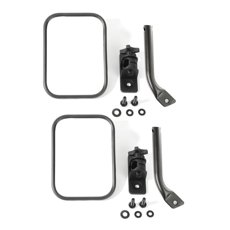 Kit de rétroviseurs rectangulaires texturés noirs Rugged Ridge 97-18 Jeep Wrangler