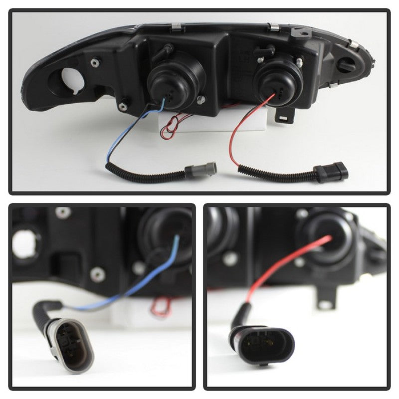 Phares de projecteur Spyder Mitsubishi Eclipse 97-99 LED Halo noir haut H1 bas H1 PRO-YD-ME97-HL-BK