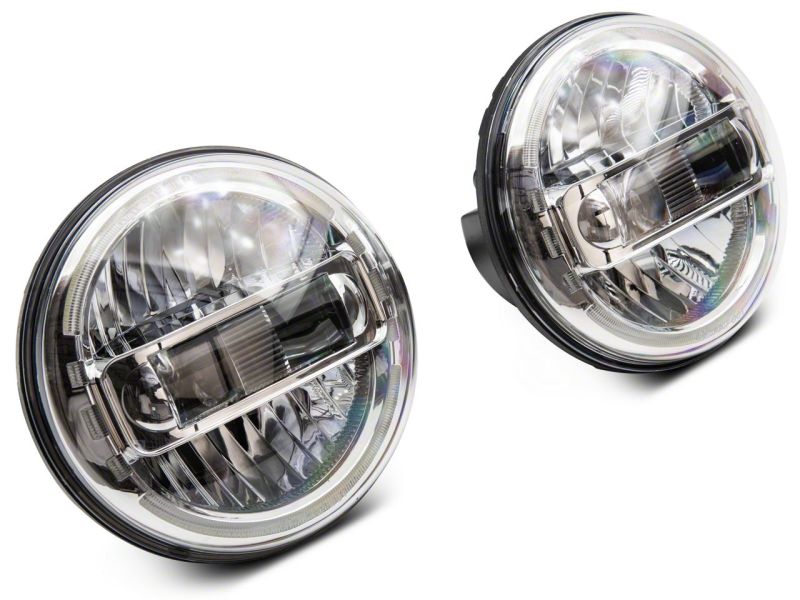 Raxiom 97-18 Jeep Wrangler TJ & JK Axial 7-In LED Headlights w/ DRL- Chrome Housing (Clear Lens)