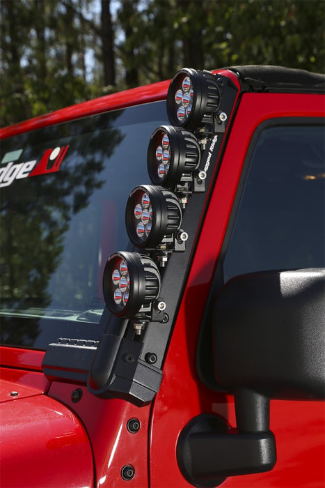 Support de barre lumineuse de pare-brise Rugged Ridge 07-18 Jeep Wrangler JK Elite Fast Track sans barre transversale