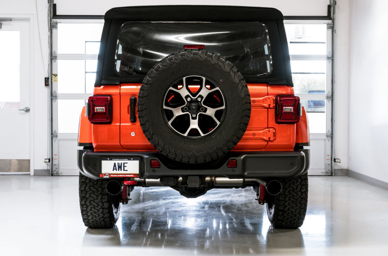 AWE Tuning 2018+ Jeep Wrangler JL/JLU Tread Edition Double échappement arrière - Embouts noirs diamantés