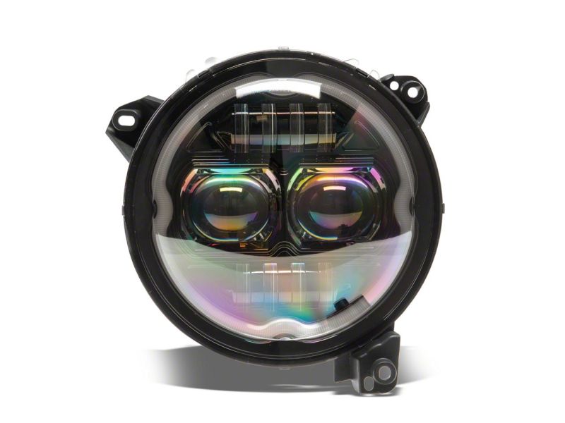 Phares à DEL Angel Eye de 9 po de la série Axial Jeep Wrangler JL de Raxiom 18-23 - Boîtier noir (lentille transparente)