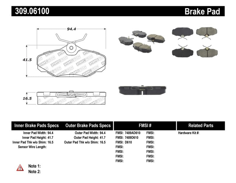 Plaquettes de frein StopTech Performance