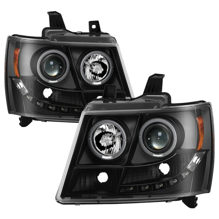 Phares de projecteur Spyder Chevy Suburban 1500 07-14 LED Halo LED tout noir PRO-YD-CSUB07-HL-BKV2