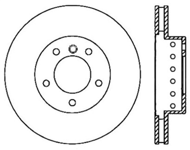 Rotor avant droit fendu et percé StopTech pour BMW Série 535 08-09 / 545i/550i/645Ci/650i 04-09