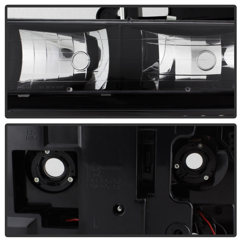 Phares Xtune Chevy Suburban 94-98 avec feux d'angle et de stationnement 8 pièces Noir HD-JH-CCK88-AM-BK-SET