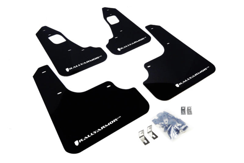 Bavette garde-boue Rally Armor 08-17 Mitsubishi EVO X noire UR avec logo blanc