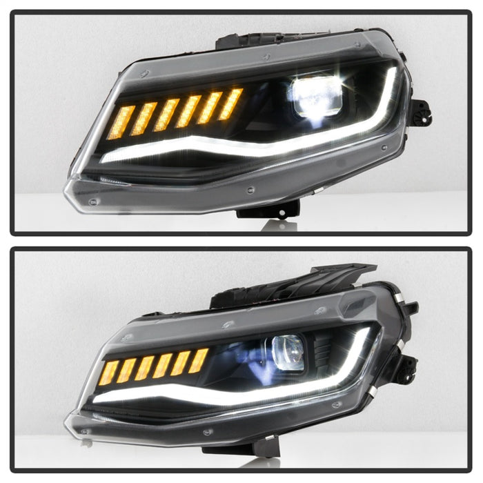 Phares à LED complets Spyder Chevy Camaro 16-18 HID modèle noir PRO-YD-CCAM16HIDAP-SEQ-BK