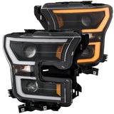 Phares de projecteur ANZO 2015-2017 Ford F-150 avec interrupteur de style planche noir avec ambre