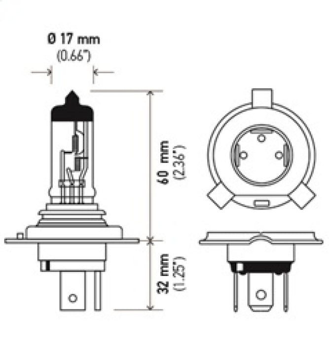 Ampoule de phare halogène Hella H4 12V 130/90W - Universelle