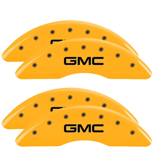 MGP 4 Caliper Covers Engraved Front & Rear Style 1/Chrysler Wing Yellow finish black ch