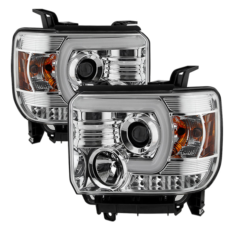 Phares de projecteur Spyder GMC Sierra 14-16 Barre lumineuse DRL Chrome PRO-YD-GS14-LBDRL-C