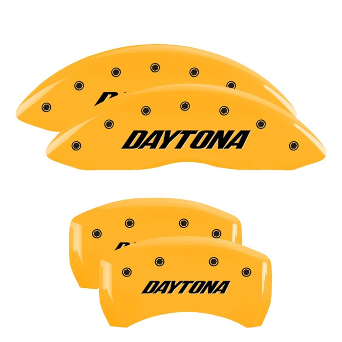 Couvre-étriers MGP 4 gravés avant et arrière finition jaune Daytona noir ch