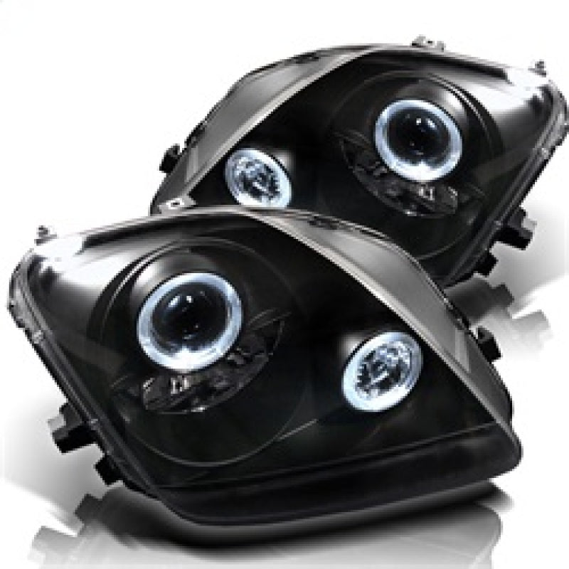 Phares de projecteur Spyder Honda Prelude 97-01 LED Halo Noir Haut H1 Bas H1 PRO-YD-HP97-HL-BK