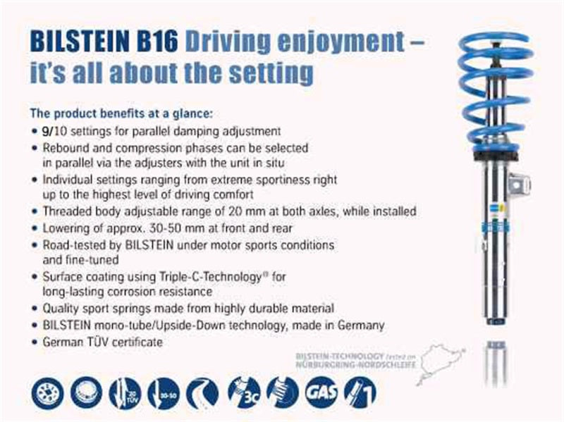 Système de suspension avant et arrière hautes performances Bilstein B16 13-16 BMW 320i / 328i / 335i xDrive