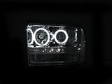Phares de projecteur ANZO 2005-2007 Ford Excursion avec halo chromé et bande LED (CCFL) 1 pièce