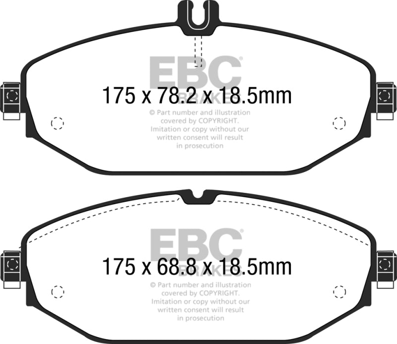 Plaquettes de frein avant EBC 15+ Mercedes-Benz C300 (W205) 2.0 Turbo Ultimax2