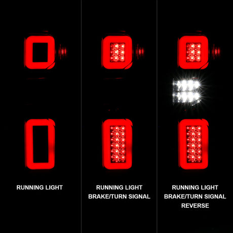 Anzo 19-21 Chevy Silverado Work TruckFeux arrière entièrement à LED Boîtier noir Lentille transparente G2 (avec barres lumineuses C)