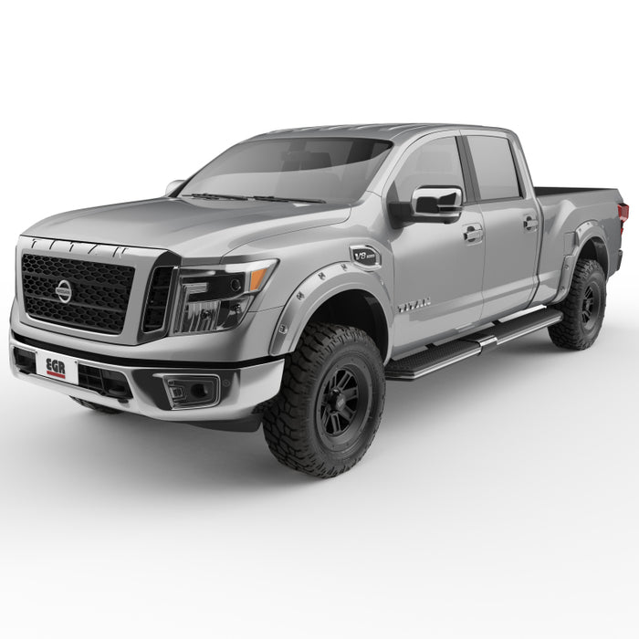 EGR 16+ Nissan Titan XD Bolt-On Look Color Match Fender Flares - Set - Liquid Platinum Metallic