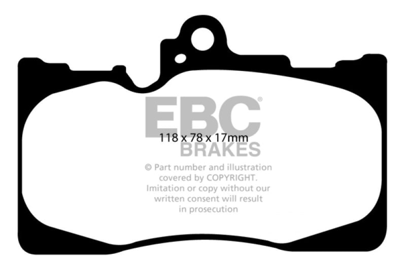 Plaquettes de frein avant EBC Yellowstuff pour Lexus GS350 3.5 RWD 07-08