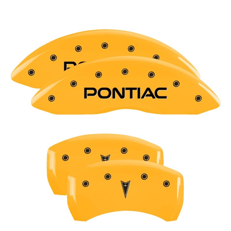 MGP 4 Caliper Covers Engraved Front Pontiac Rear Arrow Yellow Finish Blk Char 2001 Pontiac Firebird