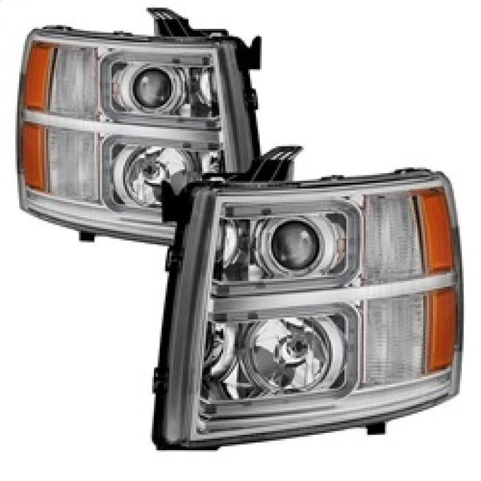 Phares de projecteur Halo Xtune Chevy Silverado 1500/2500/3500 07-13 Chrome PRO-JH-CS07-LED-C