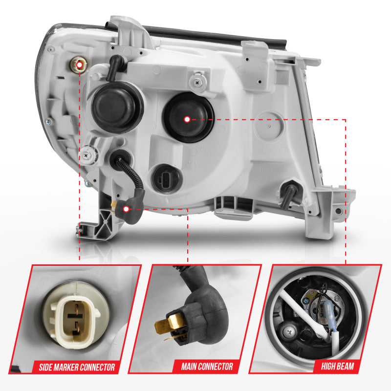 Phares de style barre lumineuse de projecteur ANZO 05-09 Toyota Tacoma avec barre lumineuse C