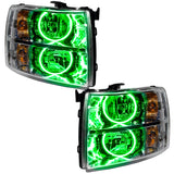 Oracle Lighting 07-13 Chevrolet Silverado Pre-Assembled LED Halo Headlights - Green