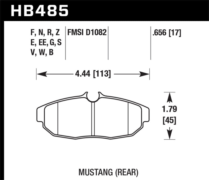 Plaquettes de frein arrière hautes performances Street 5.0 pour Ford Mustang 5.0L Perf. 5.0 (avec freins Brembo) 2011-2012 Hawk