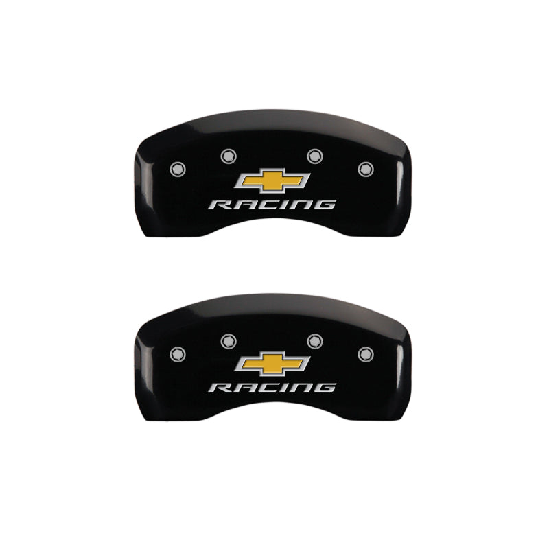 MGP 4 Caliper Covers Engraved F & R Chevy Racing Black Finish Silver Char 2019 Chevrolet Bolt EV