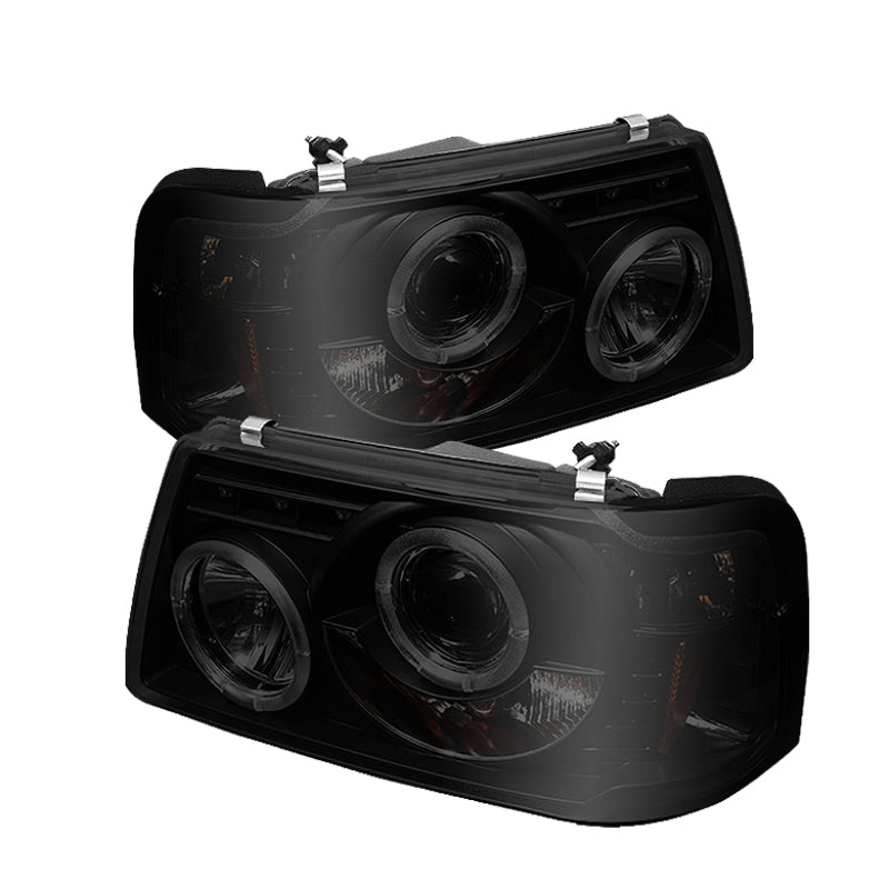 Phares de projecteur Spyder Ford Ranger 01-11 1PC LED Halo LED Blk Smke PRO-YD-FR01-1PC-HL-BSM