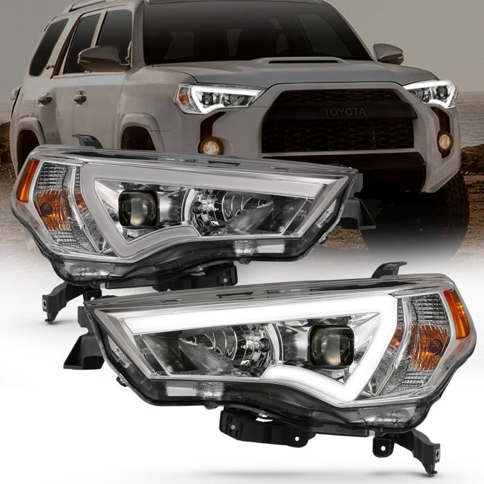 Phares de projecteur de style planche ANZO 14-18 Toyota 4 Runner Chrome avec ambre