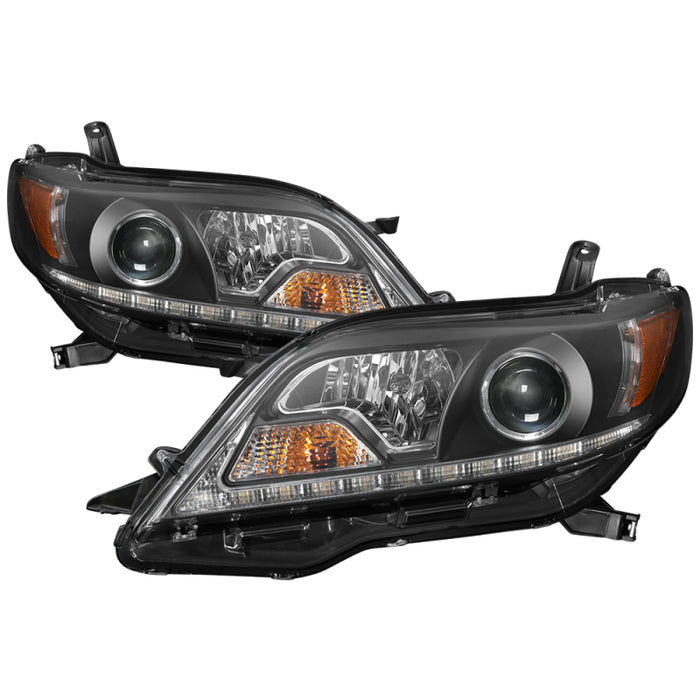 Spyder Toyota Sienna 2011-2014  Projector Headlights - DRL LED - Black PRO-YD-TSEN11-DRL-BK