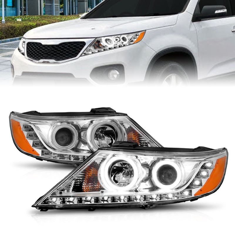 Phares de projecteur ANZO 2011-2013 Kia Sorento avec halo chromé (CCFL)