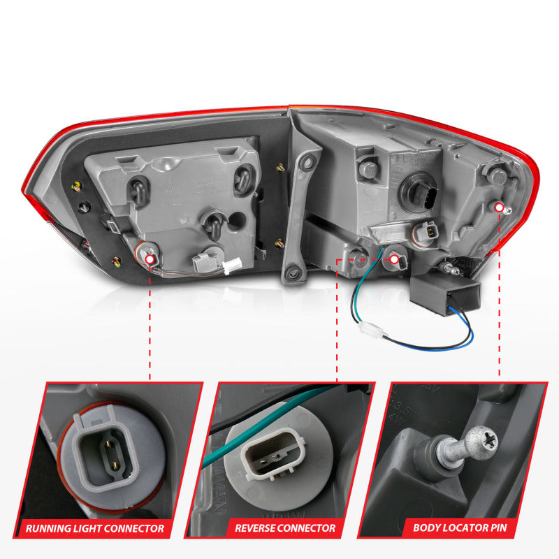 Feux arrière à LED ANZO 2014-2016 Jeep Grand Cherokee Rouge/Clair