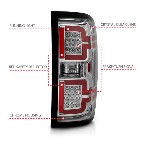 Feux arrière à LED ANZO 2014-2018 Chevy Silverado 1500 Chrome