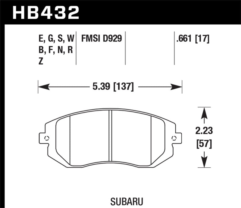 Plaquettes de frein avant Hawk 03-05 WRX / 08 WRX D929 HP+ Street