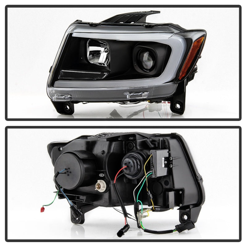 Jeep Grand Cherokee Spyder 11-13 - Phares de projet Light Bar - Modèle Halo - Noir - PRO-YD-JGC11-LB-BK