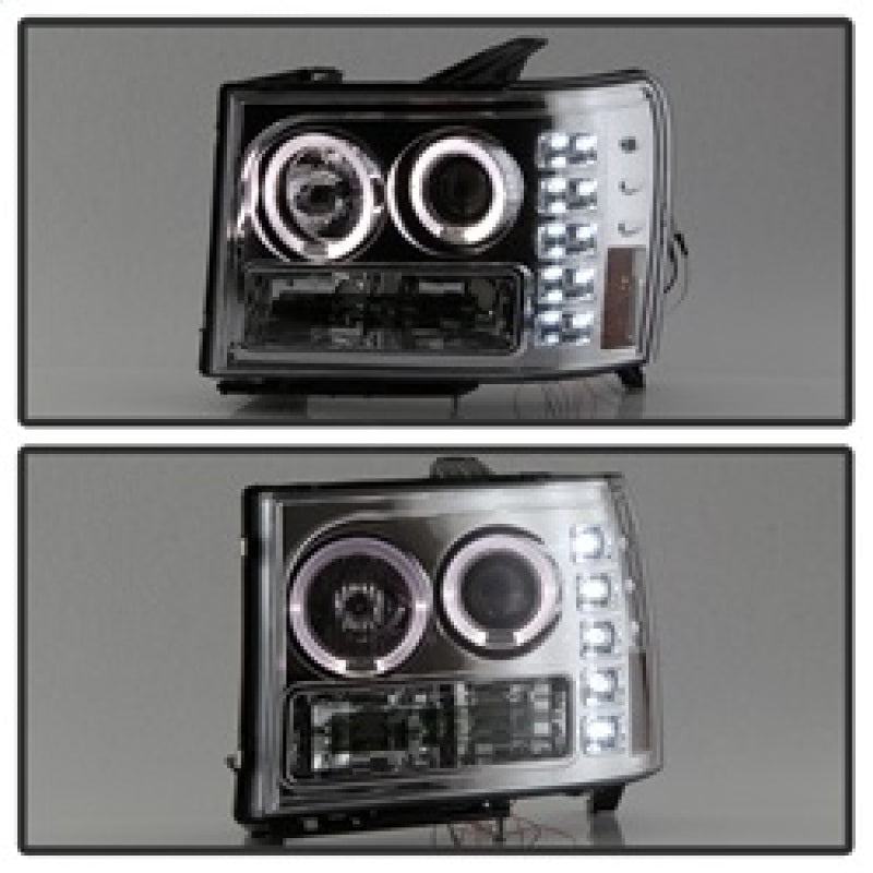 Phares de projecteur Spyder GMC Sierra 1500/2500/3500 07-13 LED Halo- LED Chrome PRO-YD-GS07-HL-C