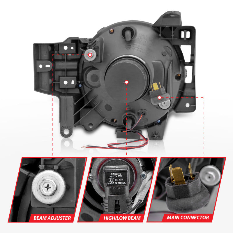 Phares de projecteur ANZO 2007-2013 Toyota Fj Cruiser avec halo chromé