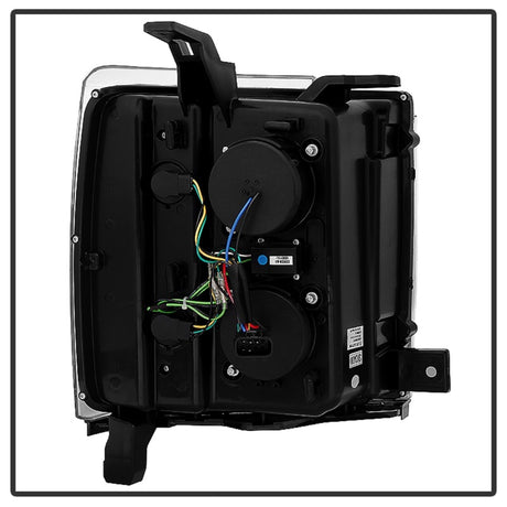 Phares de projecteur Spyder Chevy Silverado 2014-16 2500 HD avec barre lumineuse DRL Chrm PRO-YD-CSHD14-LBDRL-C