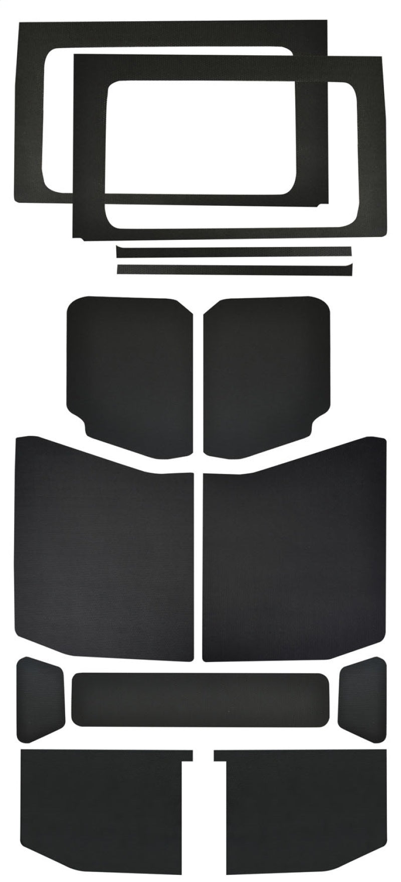 Kit de garniture de pavillon complet DEI 18-23 Jeep Wrangler JL 4 portes Boom Mat - 13 pièces - Aspect cuir noir